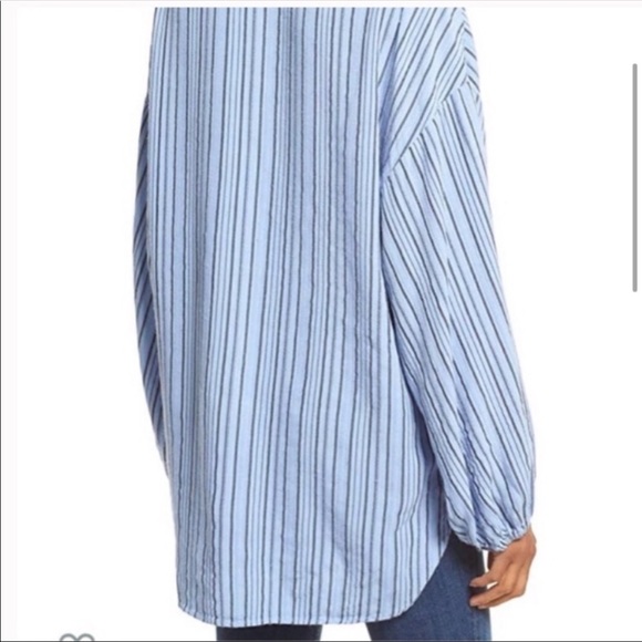 Free People Blue Striped Oversized Tunic Top - Picture 3 of 8
